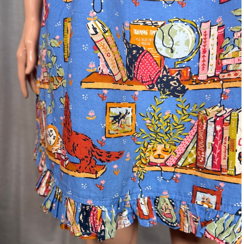 Printfresh Blue Novelty Print Cotton Nightgown - Picture 7 of 9